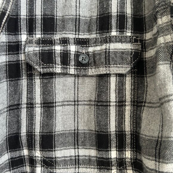 George Men's Flannel Shirt XL Grey Black Soot Plaid Super Soft Outdoor Casual - Picture 12 of 13